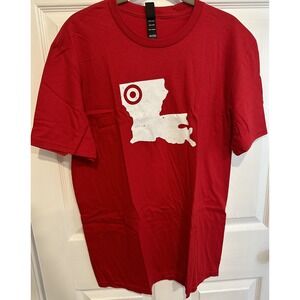 District Red Cotton Louisiana Target‎ Logo Graphic T-Shirt New Large